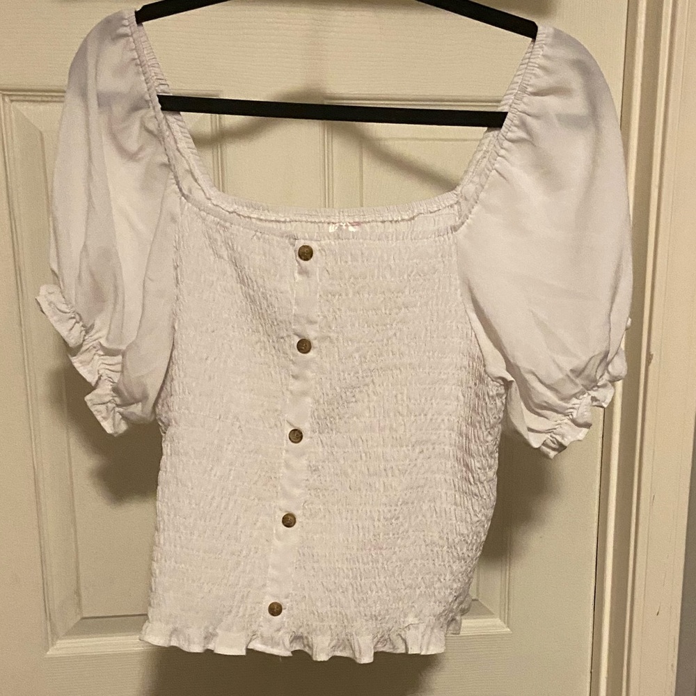 White Cropped Blouse by: No Boundaries - Picture 5 of 6